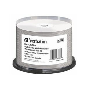 Verbatim 43734, DVD-R DataLifePlus WaterProof 4,7 GB White Printable 50 kpl CakeBox