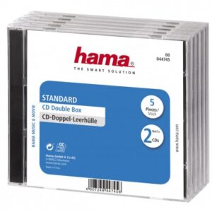 Hama CD Double Jewel Case Standard, Pack 5 2 levyt Läpinäkyvä