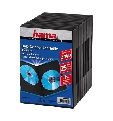 Hama DVD Slim Double-Box 25, Black 2 levyt Musta