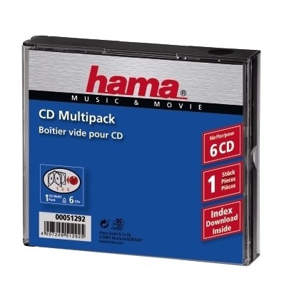 Hama 51292 – musta kuuden CD-levyn CD Multi-Pack 6 -kotelo myyntikääreessä