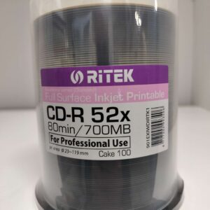 RITEK R119D-EXELL-100-7C,  CD-R White printable, Diamond-Excellence 100 kpl CakeBox, (Diamond kääntöpuoli)