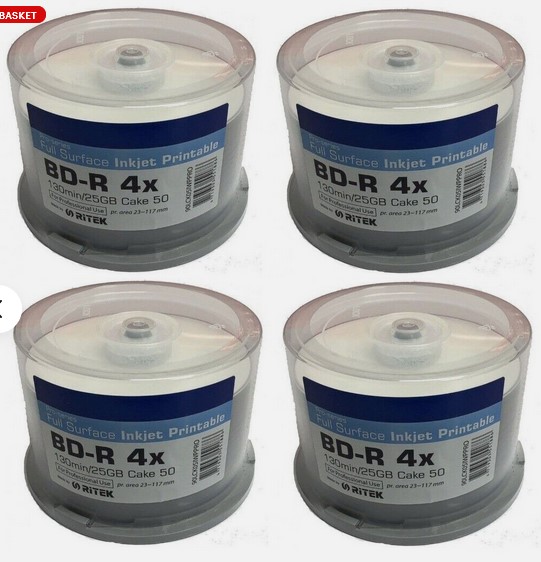 Ritek Pro Blu-Ray/BD 4x 25GB/ 50kpl Cakebox White inkjet Printable - Image 2