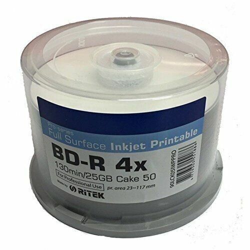 Ritek Pro Blu-Ray/BD 4x 25GB/ 50kpl Cakebox White inkjet Printable