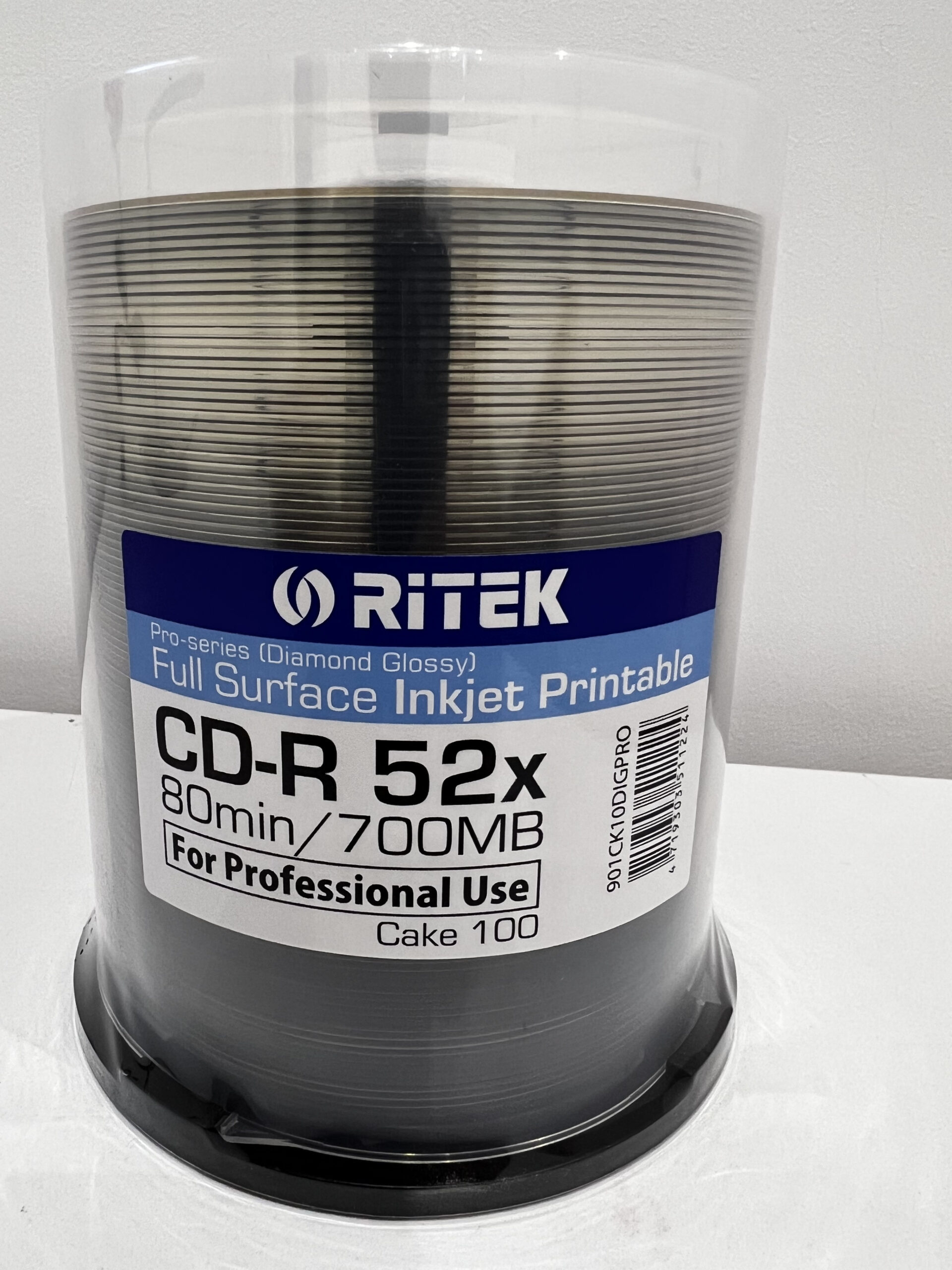 RITEK CD-R 80min, 700 MB, GLOSSY-Diamond Inkjet printable (R119GL.P-PRO-100-7K)
