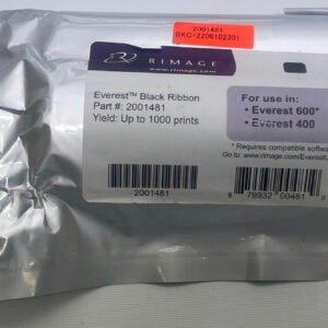 Rimage 2001481 – mustan värinauhan pakkaus, Everest 400/600 ja 1 000 tulosteen merkinnät