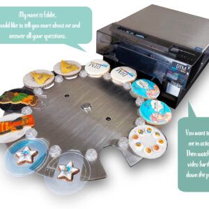 EDDIE Edipre inkjet printer,  elintarvikkeiden manuaali-, ja karuselliprintteri