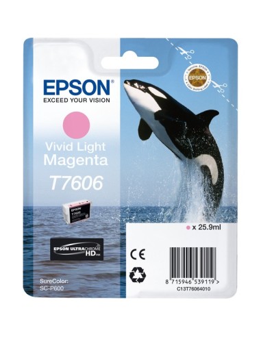 Epson T7606 25.9ml alkuperäinen vaalea purppura mustekasetti C13T76064010 - Image 2