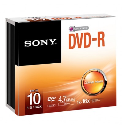 Sony 10DMR47SS DVD-R 4,7GB DVD-R 4,7 GB, 16x, 10 kpl Slim jewelcase
