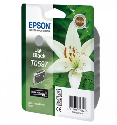 Epson C13T05974010, T0597 Light Black/Musta Ultra Chrome K3 Alkuperäinen Mustepatruuna