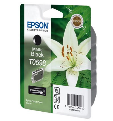 Epson C13T05984010, T0598 Matte Black - matta Musta Ultra Chrome K3 Alkuperäinen Mustepatruuna