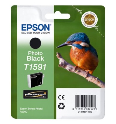 Epson C13T15914010, T1591, Photo Black, valokuva musta, alkuperäinen kolibri värikasetti