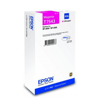 Epson C13T754340, T7543 Purppura mustekasetti, Magenta Alkuperäinen Epson Yhteensopivuus: WF-8090 / WF-8590