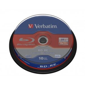 Verbatim 43694 uudelleenkirjoitettavat BD-RE Blu-ray-levyt 25 GB, 2x, 10 levyn spindle