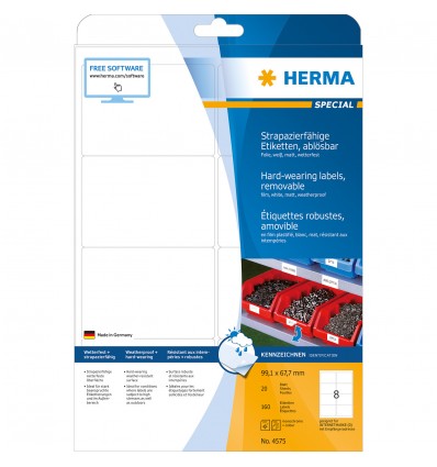 HERMA 4575, Valkoinen Mattakalvo, Itseliimautuva, 99,1 x 67,7 mm, 160 tarraa / 20 arkkia - Image 5