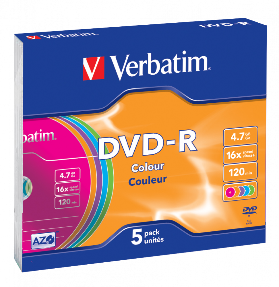 Verbatim 43557 DVD-R 4,7Gb 16x Värilliset DVD levyt
