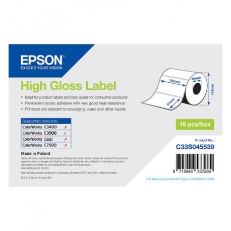 Epson C33S045539, High Gloss Die-Cut 102 x 51mm , 610 labels
