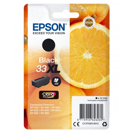 Epson C13T33514012, 12.2ml 530sivua Alkuperäinen Musta Epson mustekasetti
