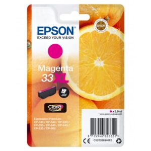 Epson C13T33634012, Alkuperäinen 33XL Magenta, 8.9ml 650sivua Purppura mustekasetti, Orange
