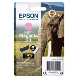 Epson C13T24264012 Alkuperäinen 24 Vaalea Magenta, 5.1ml 360sivua Elephant, Mustekasetti
