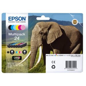 Epson C13T24284011, 6-colours 24 Claria Photo HD Ink Elephant Multipack