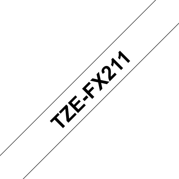 Brother TZe-FX211 - Taipuisa tarranauha 6 mm x 8 m, Musta / Valkoinen - Image 2