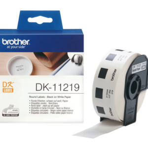 Brother DK-11219 - Pyöreät Etiketit 12 mm x 1200 kpl, Musta / Valkoinen