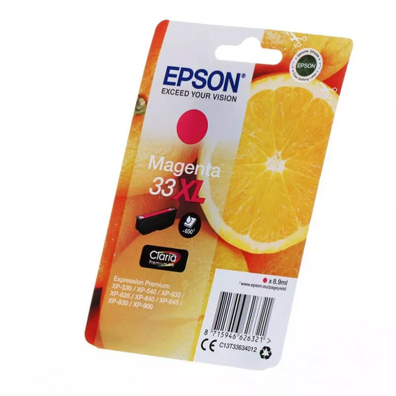 Epson C13T33634012, Alkuperäinen 33XL Magenta, 8.9ml 650sivua Purppura mustekasetti, Orange - Image 2