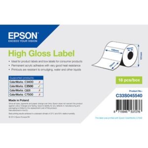 Epson C33S045540 High Gloss Die-cut Roll 102mm x 76mm, 415 lables