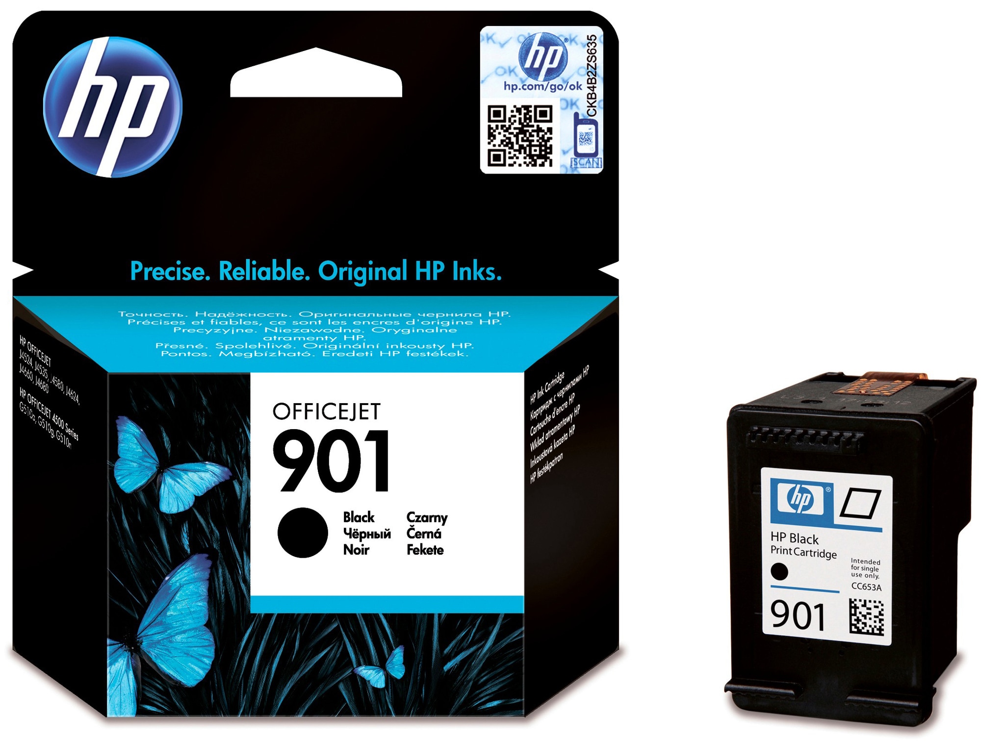 HP CC653AE, 901 HP Musta Alkuperäinen mustekasetti