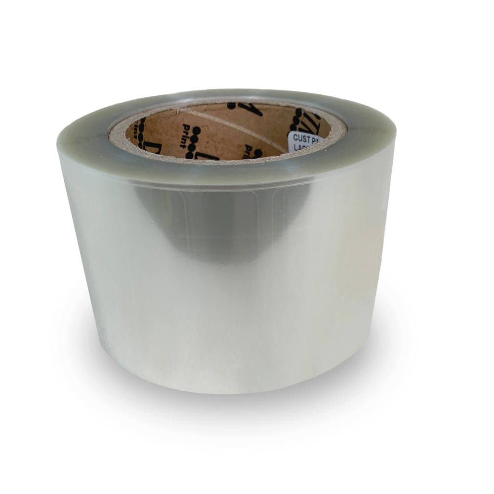 DTM L36UPCG076063HTS, TT Poly Clear Gloss 76 x 64 mm - 3" x 2.5" 1000 Labels per roll 3"/6" Dia (Only for lamination)