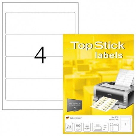 Topstick 8715, Valkoinen Monikäyttöinen Etiketti 105x48mm (100 kpl)