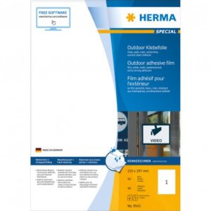 HERMA 9543, A4 Valkoinen Mattapintainen Itseliimautuva Tarrat 40x1 tarraa / 40 arkkia
