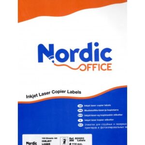 Nordic Office 800653, A4-etikettitarra, pyöreä Ø 114 mm, 200 etikettitarraa
