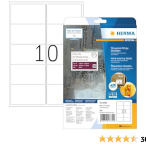 HERMA 8330, A4 Valkoinen Polyesteritarrapaketti, 99,1 x 57 mm, 250 tarraa / 25 arkkia