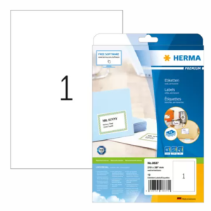 HERMA 8637, A4 Valkoinen Tarrapaketti 210 x 297 mm, 10 tarraa / 10 arkkia