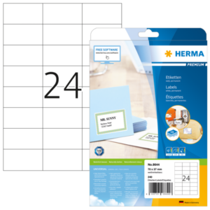 HERMA 8644, A4 Valkoinen Tarrapaketti 70 x 37 mm 240 tarraa / 10 arkkia