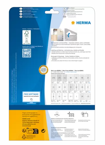 HERMA Irrotettavat A4-tarrat, 40x40 mm, Valkoinen Neliö 600 tarraa / 25 arkkia - Image 3