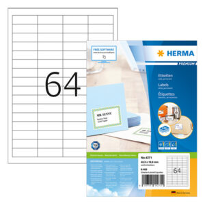 HERMA 4271, A4 Valkoinen Tarrapaketti 48,3 x 16,9 mm, 6400 Tarrat / 100 Arkkia