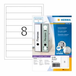 HERMA 4290, Pyöristetyt Kulmat, Valkoinen Itseliimautuva A4-tarra, 192 x 34 mm, 800 tarraa / 100 arkkia