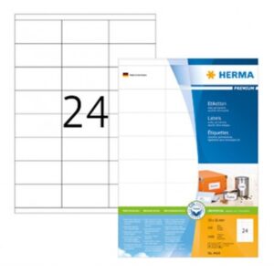 HERMA 4429, A4 Valkoinen Pysyvä Etiketti 70 x 35 mm, 2400 tarraa / 100 arkkia