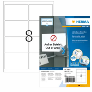 HERMA 8332, A4 Valkoinen Itseliimautuva Polyesteritarrat 99,1 x 93,1 mm, 150 tarraa / 25 arkkia - Image 3