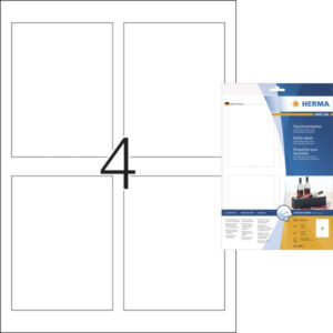 HERMA 8882, Kiiltävä Valkoinen Itseliimautuva A4-tarra, 90 x 120 mm, 40 tarraa / 10 arkkia