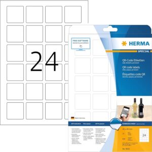 HERMA 9642, A4 Itseliimautuvat Tarra, Valkoinen 40x40 mm, 600 tarraa / 25 arkkia