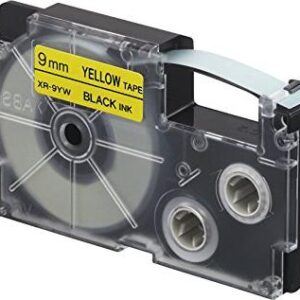 Casio, XR-9YW, – Etikettien kirjoitusnauha, 9mm x 8m, Musta/Keltainen, 9 mm x 8m black / yellow