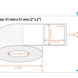 Primera 074802HIS DTM Paper High Gloss – Leikattu rulla: 51 mm x 51 mm