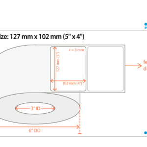 DTM 074808HIS Paper High Gloss – Leikattu rulla: 127 mm x 102 mm