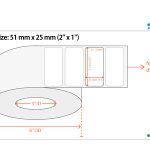 Primera DTM 075900HIS Poly White Gloss – Leikattu rulla: 51 mm x 25 mm