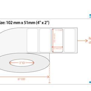 Primera DTM 075903HIS Poly White Gloss – Leikattu rulla: 102 mm x 51 mm