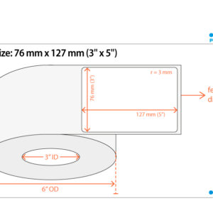Primera DTM 075908HIS Poly White Gloss – Leikattu rulla: 76 mm x 127 mm