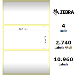 Zebra 880134-050 - Z-Select 2000T, 102 mm x 51 mm, Thermal Transfer, Coated Paper, Core 25 mm Label